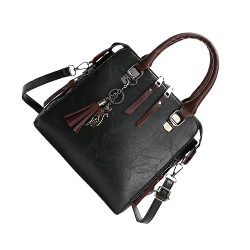 Sac bandoulière femme cuir PU noir Ipetboom à grand volume