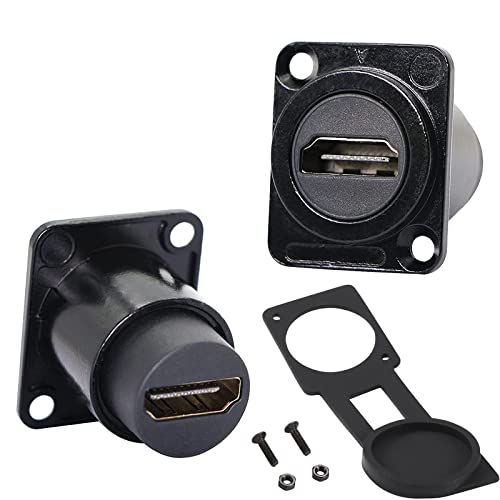 PENGLIN 2Pack D-Type HDMI Coupler, HDMI Panel Mount Connector, Female to Female 4K Pass Through Adapter, HDMI Bulkhead Extension 4K 60hz 3D and HDR