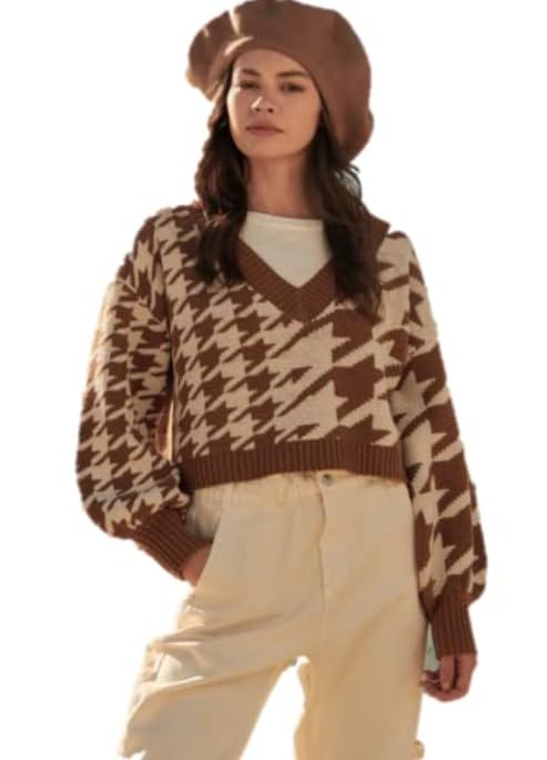 Promesa Womens Houndstooth Knit Sweater