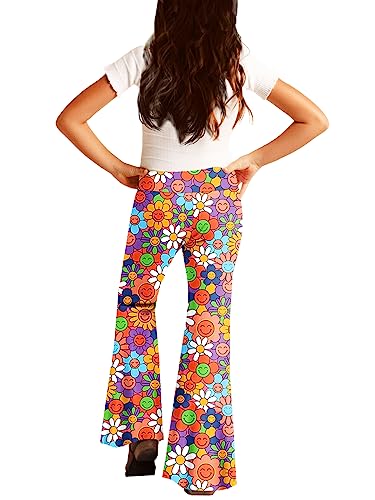 Image of Deerose Girls Halloween Hippie Bell Bottom Pants High Waist Flare Pants 5-14 Years