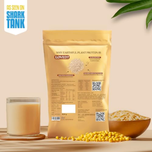 Image of Earthful Honest Plant Protein | 24g Protein /Serving & 4.9g BCAAs | For Weight Management, Energy, Muscle Support & Recovery | Made with Pea & Brown Rice | Unflavoured - 504g