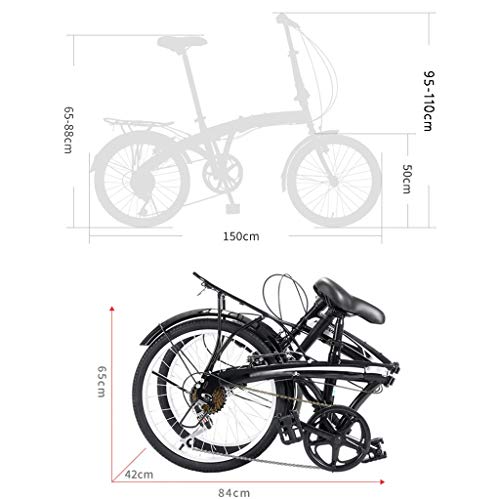 TYXTYX Klapprad Faltrad Fahrrad Herren Damen Jungen Folding 20 Zoll 7 Gang schwarz, leichtes Mini-Klappfahrrad,Outdoor-Radfahren – Bild 4