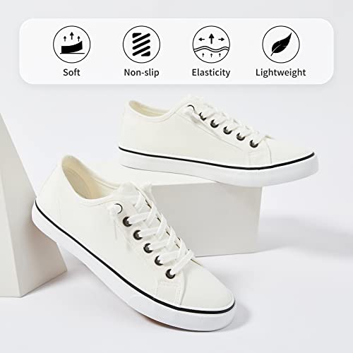 Image of Women Canvas Sneaker Slip On Non Slip Casual Shoes Lace Up Canvas Low Top White Shoes Loafers for Women Fashion Black Sneaker