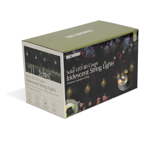 Ideaworks Solar Iridescent String Lights – 29ft, 50 LED Bulbs