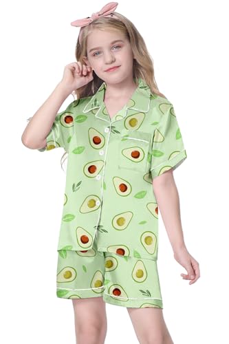 Image of Girls & Womens Satin Pajamas Set, Silk Button-Down Sleepwear 2 Piece Nightwear, 3 Years - Women XXL