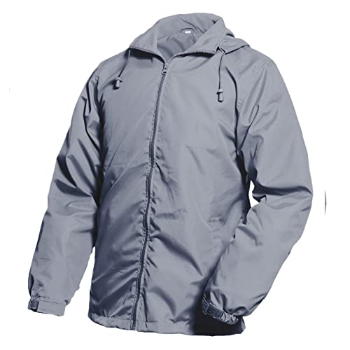 Snow Dreams Mens Rain Jacket Waterproof Raincoat Lightweight Windbreaker Hooded Outerwear For Hiking Travel Dark Grey Size M #TOP1