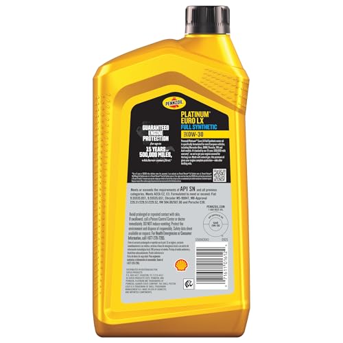 Image of Pennzoil Platinum Euro LX Full Synthetic 0W-30 Motor Oil, 1 Quart (6 Pack)
