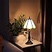 MQYXH Small Tiffany Table Lamp Beige Stained Glass Desk Lamps 6X6X14 Inch Bronze Resin Base Antique Mini Accent Light