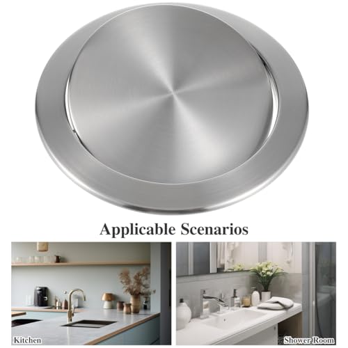 Image of Zerodeko Stainless Steel Trash can Lid 10.55 in Recessed Swing Lid Flush Trash can Cover Replacement for Kitchen Countertop Bathroom Sink Built-in Flap Garbage can Accessory