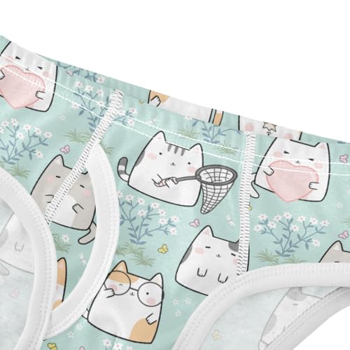 Boys' Exclusive Briefs Toddler Underwear 95% Combed Cotton Boxerbriefs 2T Adorable Cat and Floral Pattern 564