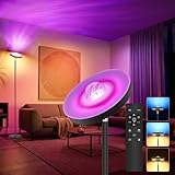 GOOSKI LED Stehlampe Dimmbar, 3-in-1 Deckenfluter mit Wasserwellen-Projektion & RGBIC, Augenschonende 3000K-6500K CCT Leselampe, App/Fernbedienung, Smart Stehleuchte für Wohnzimmer, Gaming