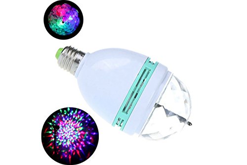 Mws Ampoule LED rotative RGB Multicolore Culot E27 3 W Jeux de lumière pour Fêtes, Bar, Discothèque