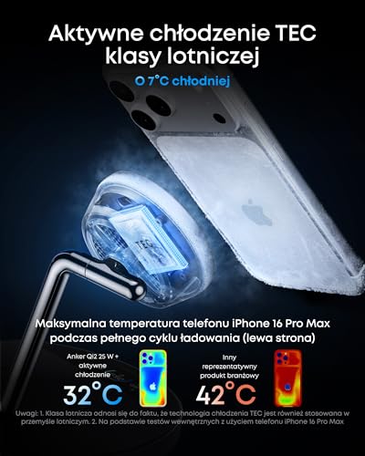 Anker Prime Ładowarka 3 w 1 zgodna z MagSafe, stacja ładowania bezprzewodowego z certyfikatem Qi2 25 W, z inteligentnym wyświetlaczem i aktywnym chłodzeniem TEC, do iPhone'a 17, Apple Watch, AirPods i