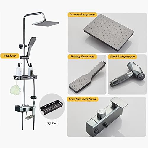 Système de douche haute pression avec ensemble combiné effet pluie et douchette à main 4 modes