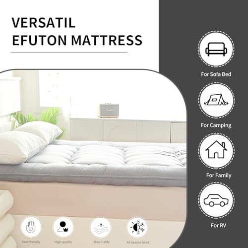 Futon Mattress, Japanese Floor Mattress,Japanese Floor Bed,Tatami Foldable Bed,Roll Up Sleeping Pad for Adults Guest Room Bedroom (Lgrey, Full)