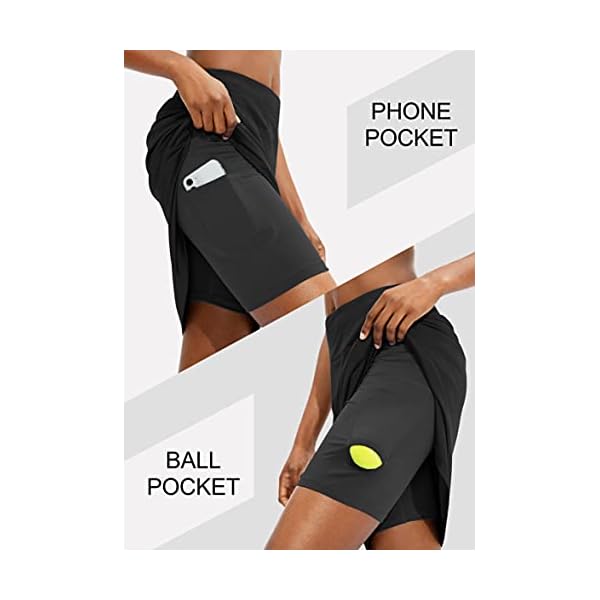 Viodia Women's 20" Knee Length Skorts Skirts Athletic Tennis Golf Skirt for Women Modest Sports Casual Summer Skirt with 5 Pockets Black