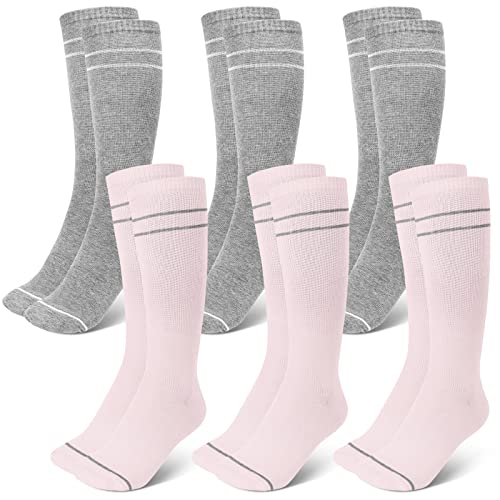 Image of Yaomiao 6 Pairs Maternity Compression Socks 20-30 Mmhg Gray Pink Knee High Compression Socks for Pregnant Women Knitted Stockings