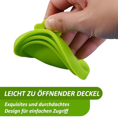 Diffaxy 2 Stück Deckel für Dosen mit 2 Löffel, Universalgröße Tierfutter-Dosendeckel, Silikondeckel für Hundefutter und Katzenfutter, passend für 3 Dosendeckel in Standardgröße – Blau, Grün