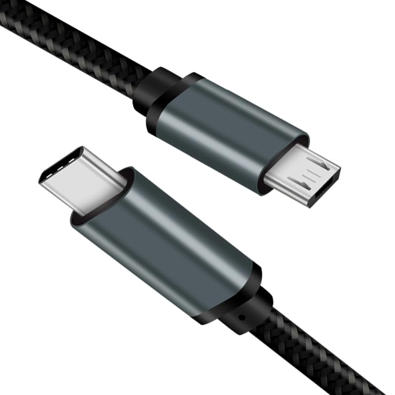 LARRITS Short Braided USB C to Micro USB Cable 1FT (Micro USB to USB-C Cable, USB Type C to Micro USB Cable) Gray for MacBook Pro Air Galaxy S23 S22 S21 Pixel 8/7/6/5/4/3 OnePlus 11 10 9 (30cm)