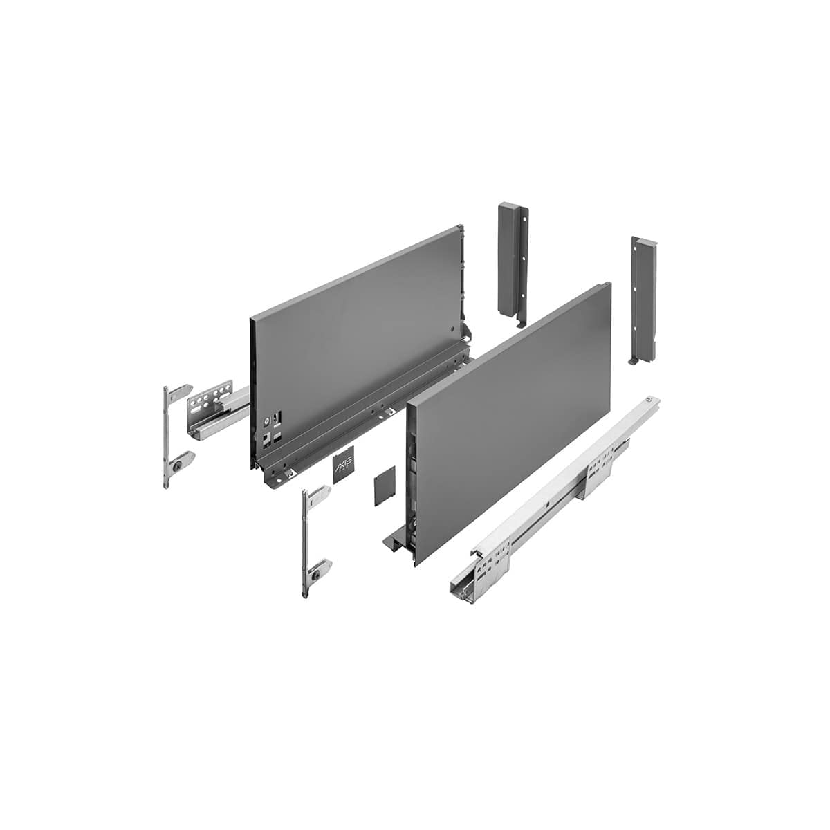 MS Beschläge Push to Open Schubladensystem Anthrazit Unterflurführung Schubkastensystem Vollauszug Schubladenauszug Schubladen-Set (Länge: 350mm, Höhe: 200mm)