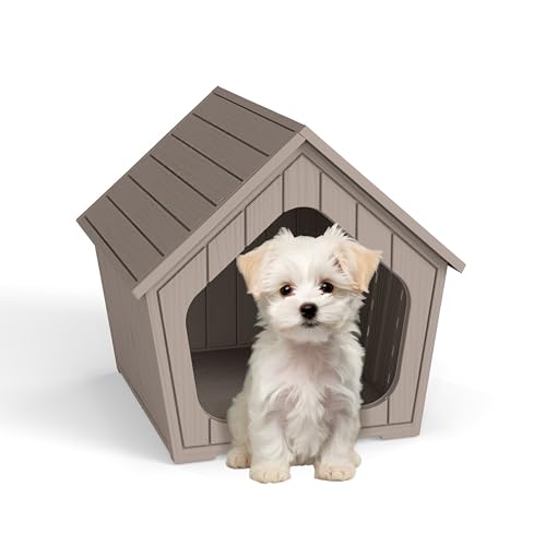 VIXZEN Dog House Outdoor Indoor Waterproof, Resin Small House wit...