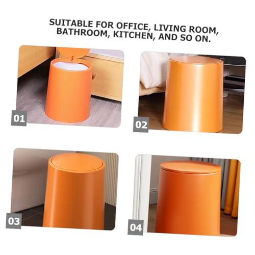 Bote de basura rectangular con tapa presionable naranja miniatura 5