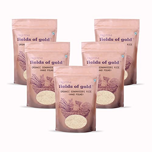 Image of PRISTINE Fields of Gold Organic Sonamasoori Rice (Hand Pound), 1 kg (Pack of 5)