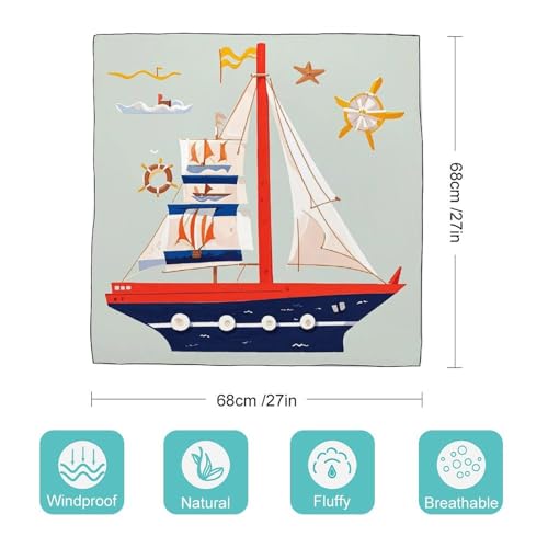 Square Scarf Cartoon Sailing Boat Neck Scarf for Women 27 X 27 Inch Neckerchief Headscarf Hair Scarf Silk Scarves for Hair Wrapping Sleeping2