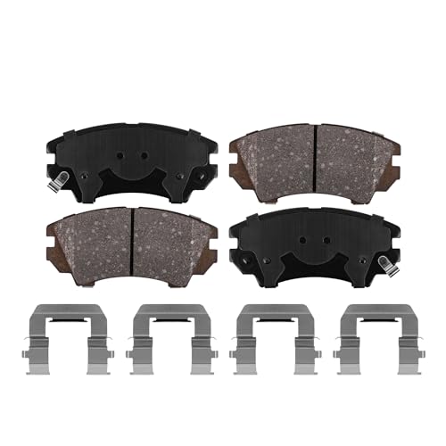 Image of Detroit Axle - Front Brake Pads for 2010-2015 Chevrolet Camaro, 2011-2017 Caprice, Ceramic Brake Pads w /Hardware 2012 2013 2014 Replacement