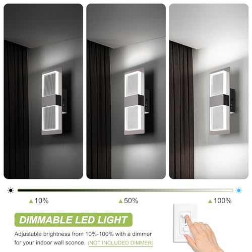 Image of OKELI Modern Wall Sconce Set of 2, LED Wall Mounted Light Indoor Dimmable Wall Light Fixture for Bedroom, LED Vanity Lights for Bathroom Wall Lights for Living Room, Hallway, Entryway, Corridor