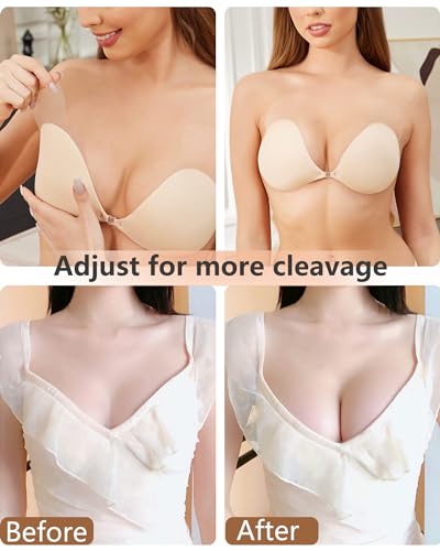 As Fairy Sutiã adesivo adesivo para mulheres, push up, invisível, reutilizável, sem alças, de silico
