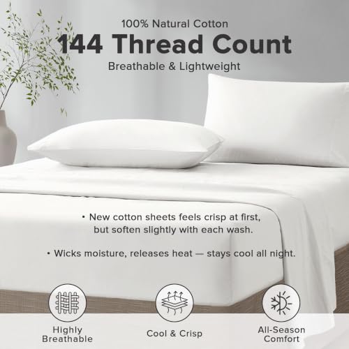 Image of Comfort Spaces 100% Cotton Percale Sheets Cal King Sheet Set 4 Pcs, White