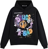 Maener Cartoon Graphic Hooded Sweatshirt for Men and Women(Black)