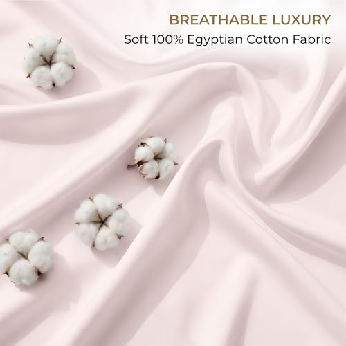 Image of SGI bedding RV Short Queen Sheet Set 60x75, 600 TC Egyptian Cotton, 4 Piece Luxury Hotel Collection, Ultra Soft & Breathable, Fits RV Mattress Camper & Trailer, 15 Inch Pocket, Blush