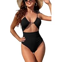SHEKINI Cut out Costume da Bagno Intero da Donna Taglio Alto Costumi Intero Donna(L, Nero)