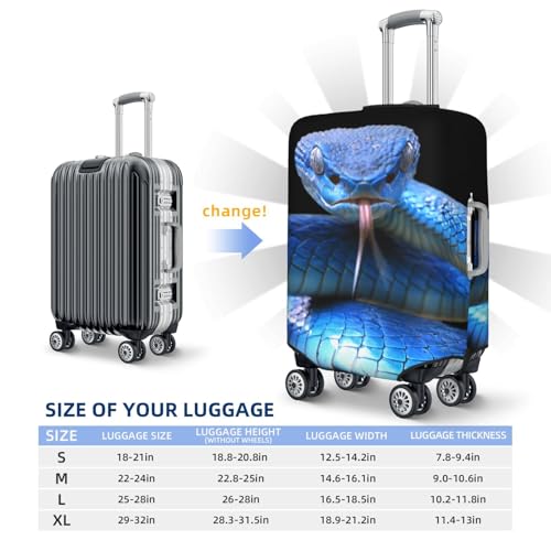 Blue Viper Snake Print Luggage Cover For Suitcase,Washable Elastic Travel Suitcase Protector With Zipper Closure And Bottom Buckle – Fits 18-32" Luggage-Medium4