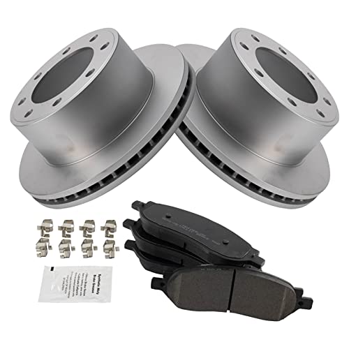 Image of TRQ Rear Brake Pad & Rotor Kit Semi-Metallic Premium G-Coated Compatible with 2005-2007 Ford F-250 Super Duty F-350 Super Duty
