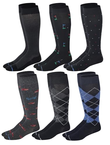 Image of Dr. Motion Men's Knee High Compression Socks 8-15 mmHg ( 6 Pairs Pack )