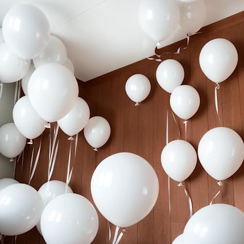 Image of 300 Pack White Balloons 12 Inch White Latex Balloons Bulk for Party Supplies and Decorations