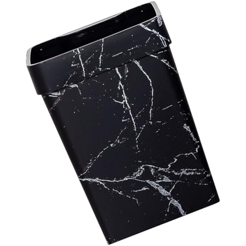 Image of Marble Trash Can Bathroom Trash Can Garbage Can Farmhouse Trash Square Waste Bin Trash Basket Black Bins Counter Trash Can Trash Bin Plastic Container Office Outdoor, 25.5X18.8CM
