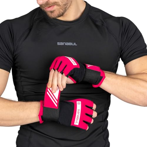 Sanabul Gel Boxing Hand Wraps for Men & Women Muay Thai MMA Kickboxing Quick Wraps Boxing Inner Gloves Wrist Knuckle Protection, Pink/White, L/XL - Thumbnail 7