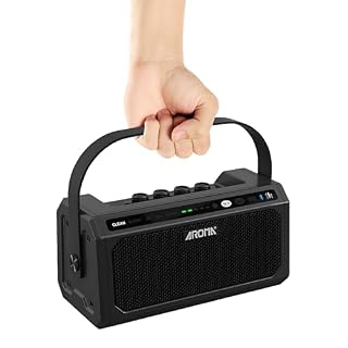 Aroma Portable 10W Mono Electric Guitar Practice Amp with Bluetooth 5.3 & OTG Direct Recording, 5-Channel Reverb/Delay Effects, 20 Drum Rhythms, Headphone Jack, 5.5H Working (No Stereo Output) - Les Beatles, Paul McCartney, John Lennon, RIngo Starr, George Harrison