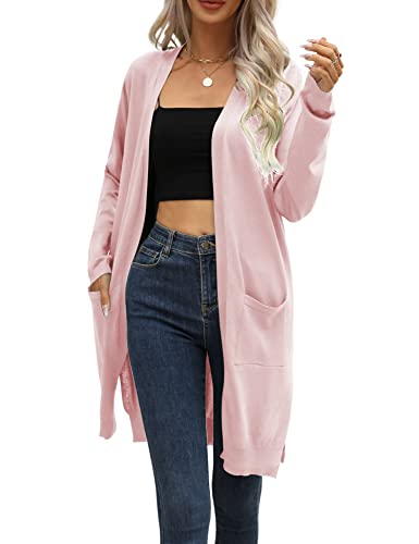 Lyhnmw Women's Casual Lightweight Open Front Cardigan Soft Long Sleeve Cardigan With Pockets #TOP24