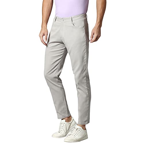 Image of Hubberholme Men's Tapered Fit Cotton Trousers, Ankle Length Button Closure Chinos