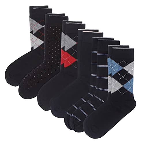 Men's Dress Socks - 6 Pack (Multicolor) Cotton Rich Blend Comfort Crew Socks - Main Image