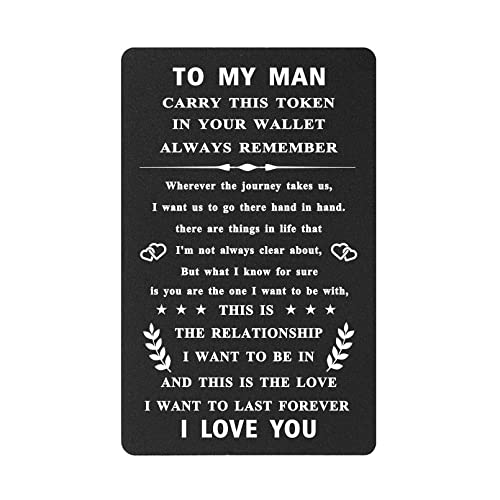 TGCNQ To My Man Wallet Insert, I Love You Gifts for Him Boyfriend Unique, Boyfriend Birthday Card, Anniversary Wedding Gifts for Huband, Valentines Day Gift for Men Christmas Stocking Stuffers