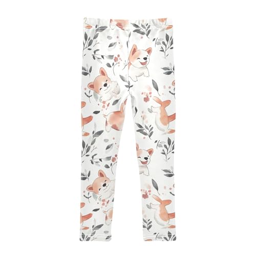 Watercolor Dog Leaf Girls Casual Leggings for Kids Printed Long Pant Bottoms Stretch and Soft2