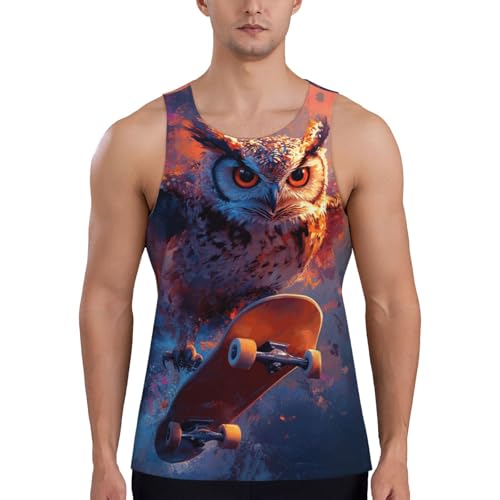 Camiseta sin mangas para hombre con estampado de balón de fútbol, transpirable, de secado rápido, para entrenamiento en la playa, tallas S-4XL, Colorido búho monopatín 18, M