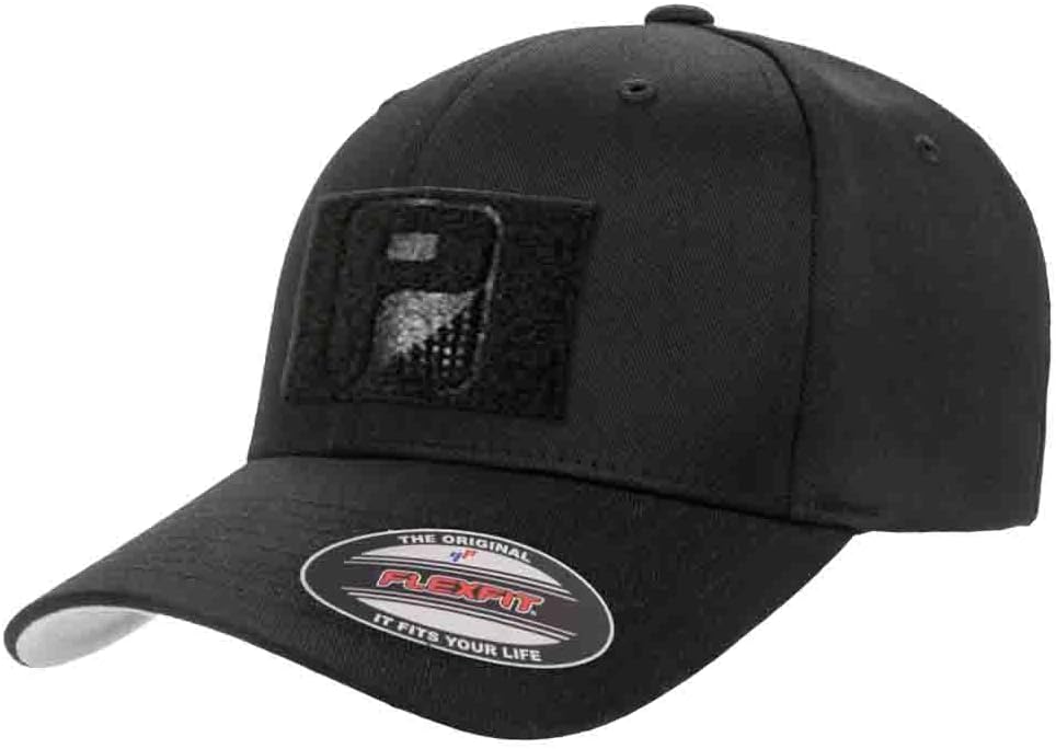 Pull Patch Curved Bill Premium Flexfit Hat | Black Baseball Cap | Large/X-Large | 2x3 in Loop Surface to Attach Morale Patches