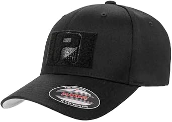 Pull Patch Curved Bill Premium Flexfit Hat | Black Baseball Cap | 2x3 in Loop Surface to Attach Morale Patches